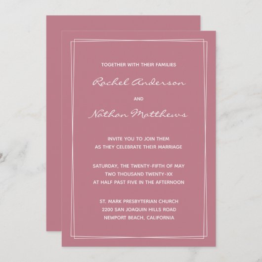 Oude Roos roze minimalistische weddenschappen (Voorkant / Achterkant)