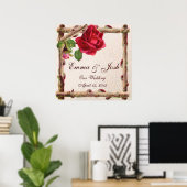 Oude roos rustieke Victoriaanse Antieke Klassieker Poster (Thuiskantoor)