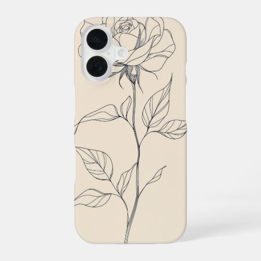 Oude Roos Schets iPhone 16 Hoesje (Achterkant)