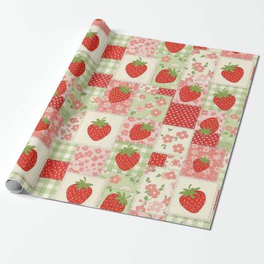 Oude Rosenberg Picknick Patchwork Patroon Cadeaupapier (Uitgerold)