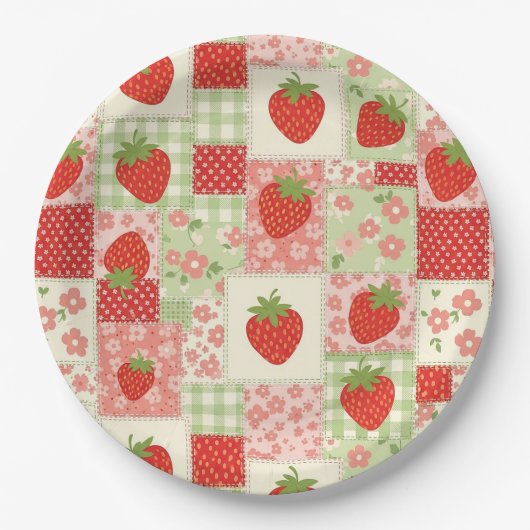 Oude Rosenberg Picknick Patchwork Patroon Papieren Bordje (Voorkant)