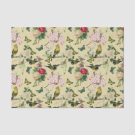 Oude Roses Vlinders & Vogels Patroon Tissuepapier