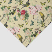 Oude Roses Vlinders & Vogels Patroon Tissuepapier (Detail)