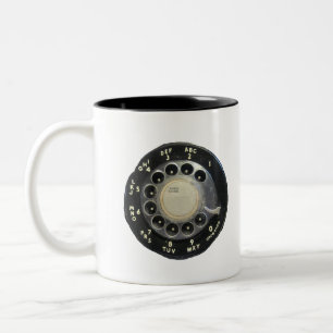 Oude Rotary Phone Dial Tweekleurige Koffiemok