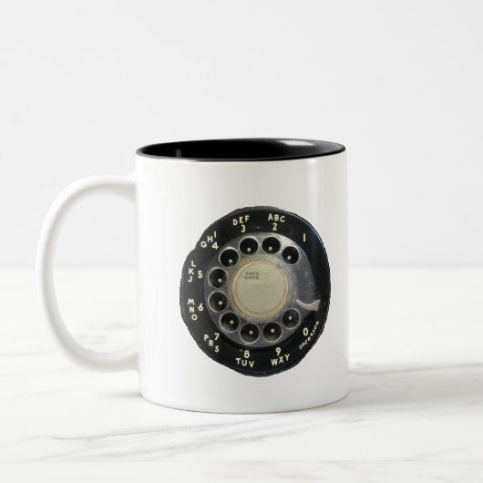 Oude Rotary Phone Dial Tweekleurige Koffiemok (Links)