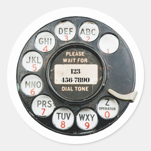 Oude Roterende telefoonwijzerplaat, bewerk telefoo Ronde Sticker (Voorkant)