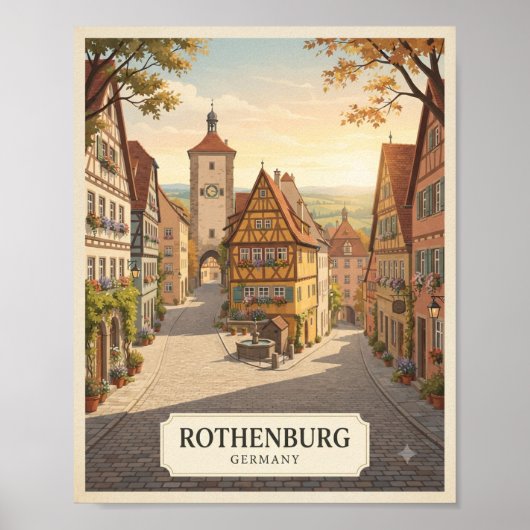 Oude Rothenburg Duitsland Reisposter Poster (Voorkant)