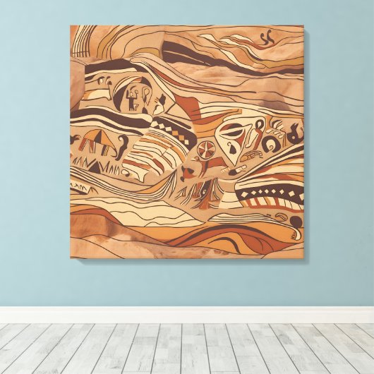 oude rotskunst canvas afdruk (Insitu (Houten vloer))