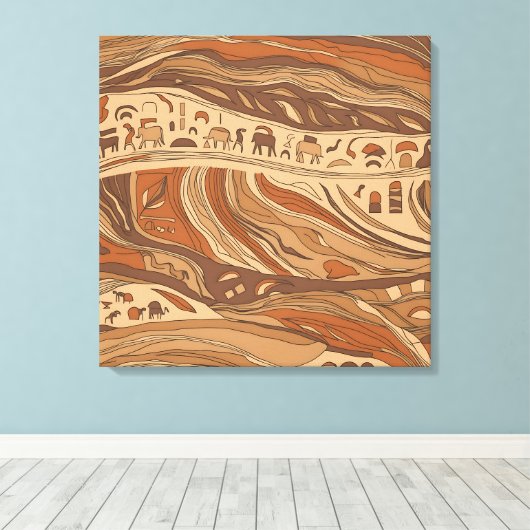 oude rotskunst canvas afdruk (Insitu (Houten vloer))