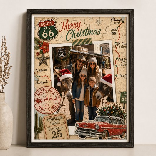 Oude Route 66 Aangepaste Foto Scrapbook Muur Afdruk