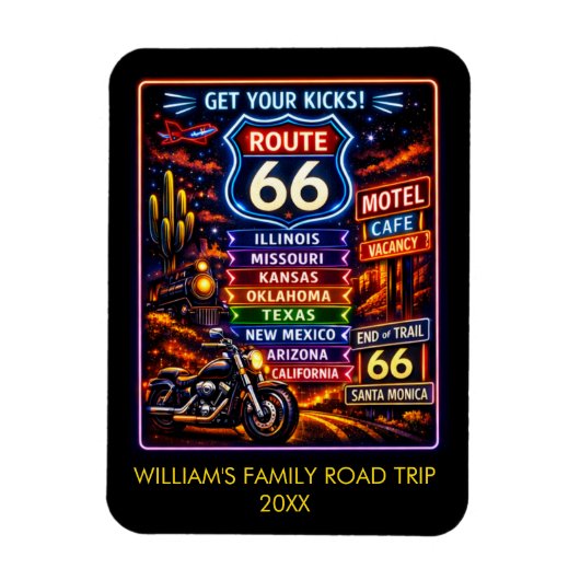 Oude Route 66 Aangepaste Gezinsvakantie Magneet (Verticaal)