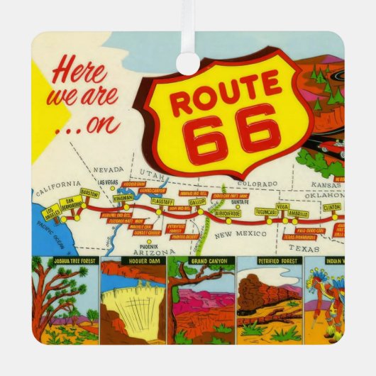Oude Route 66 Metalen Ornament (Voorkant)