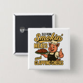 Oude Row Roken Vlees en klappende wangen Vierkante Button 5,1 Cm (Voorkant /achterkant)