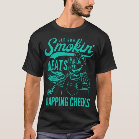 Oude  Row Smokin' Meats en klappende wangen T-shirt (Voorkant)