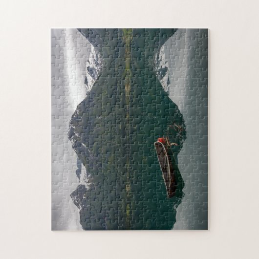 Oude rowboot met berdenreflectiepuzzel legpuzzel (Verticaal)