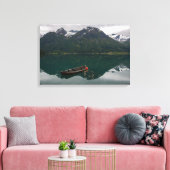 Oude rowboot met bergachtige reflectie canvas afdruk (Insitu (Woonkamer))