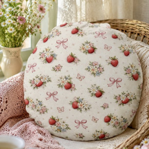 Oude roze bloem naadloos cottagecore rond kussen