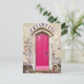 Oude roze deur briefkaart (Staand voorkant)