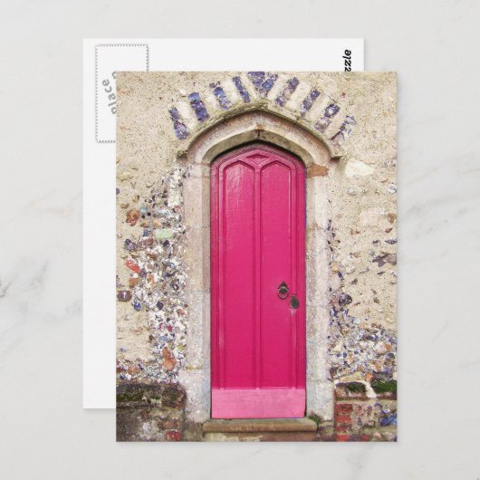 Oude roze deur briefkaart (Voorkant / Achterkant)