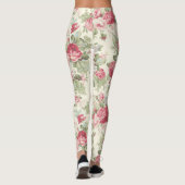 Oude Roze en Rode Roze op Cream Leggings (Achterkant)
