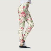 Oude Roze en Rode Roze op Cream Leggings (Rechts)