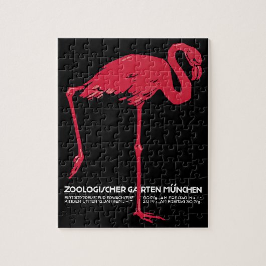Oude Roze Flamingo in de dierentuin van München, D Legpuzzel (Verticaal)