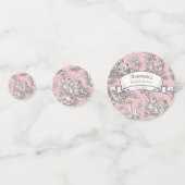 Oude roze grijze bloemen toile de jouy confetti (Achterkanten)