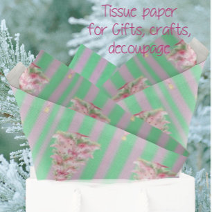 Oude roze groene gestreepte kerstboom tissuepapier