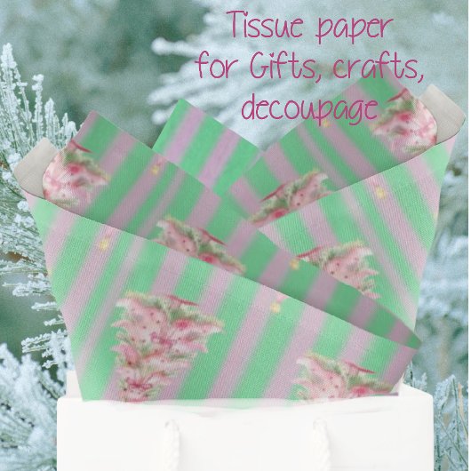 Oude roze groene gestreepte kerstboom tissuepapier