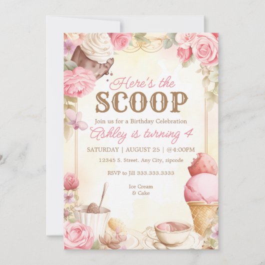 Oude roze ijsfeestje ijs kaart (Voorkant)