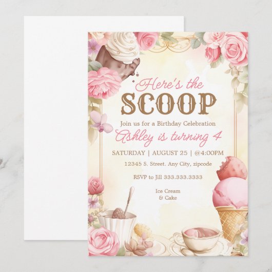 Oude roze ijsfeestje ijs kaart (Voorkant / Achterkant)