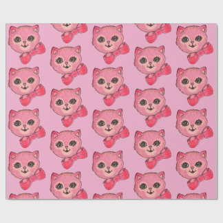 Oude Roze Inpakpapier met Kitty