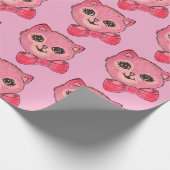 Oude Roze Inpakpapier met Kitty (Hoek)
