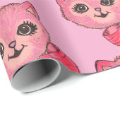 Oude Roze Inpakpapier met Kitty (Rol Hoek)