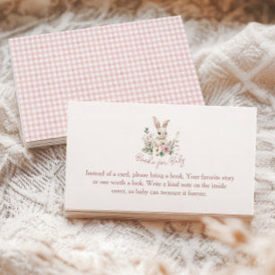 Oude Roze Konijn Meisje Baby Shower Boeken voor Ba Informatiekaartje