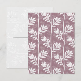 Oude Roze Mauve Botanische Silhouet met Bloemen Briefkaart