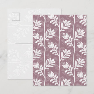 Oude Roze Mauve Botanische Silhouet met Bloemen Briefkaart