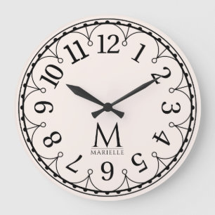 Oude Roze Monogram Grote Klok