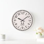 Oude Roze Monogram Grote Klok (Huis)