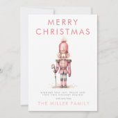 Oude Roze Notenkraker Aquarel Kerstmis Feestdagenkaart (Voorkant)