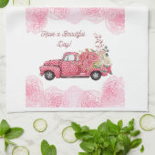 Oude Roze Pickup Truck Keuken Handdoeken (Gevouwen)