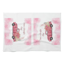 Oude  Roze Pickup Truck Keuken Handdoeken