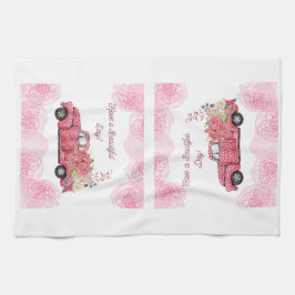 Oude  Roze Pickup Truck Keuken Handdoeken