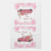 Oude Roze Pickup Truck Keuken Handdoeken (Verticaal)