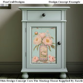 Oude Roze Pioenrozen Glazen Pot CT5 Decoupage Tissuepapier