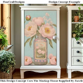 Oude Roze Pioenrozen Glazen Pot CT5 Decoupage Tissuepapier