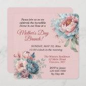 Oude Roze Pioenrozen Moederdag Brunch Kaart (Voorkant / Achterkant)
