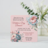 Oude Roze Pioenrozen Moederdag Brunch Kaart (Staand voorkant)