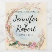 Oude Roze Roos en Robin Wijn Label Wijn Etiket (Enkel label)