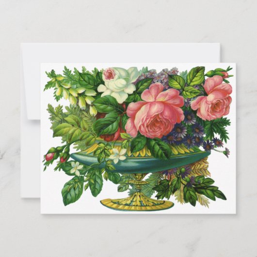 Oude Roze Rozen Tuin Bloem Uitnodiging (Voorkant)